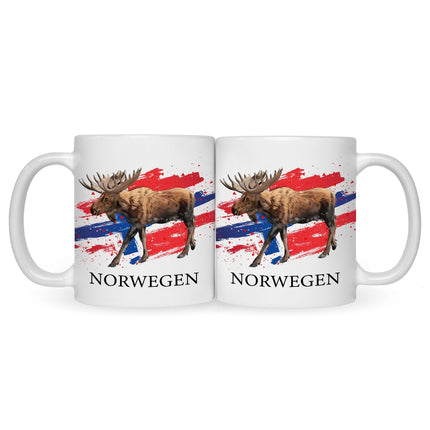 SEO. Bedruckte Tasse mit Motiv Norwegen - Schwarz & Weiß Linkreich