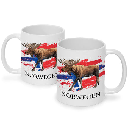 SEO. Bedruckte Tasse mit Motiv Norwegen - Schwarz & Weiß Linkreich