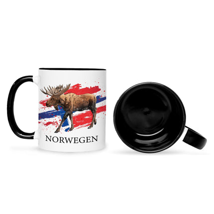 SEO. Bedruckte Tasse mit Motiv Norwegen - Schwarz & Weiß Linkreich
