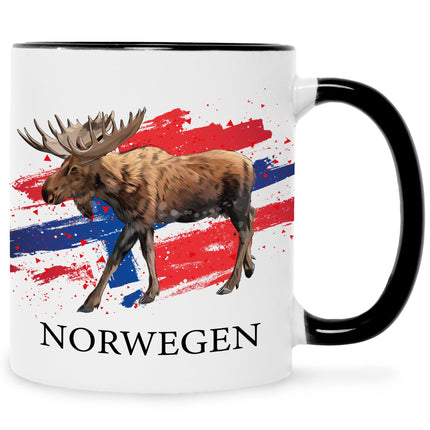 SEO. Bedruckte Tasse mit Motiv Norwegen - Schwarz & Weiß Linkreich