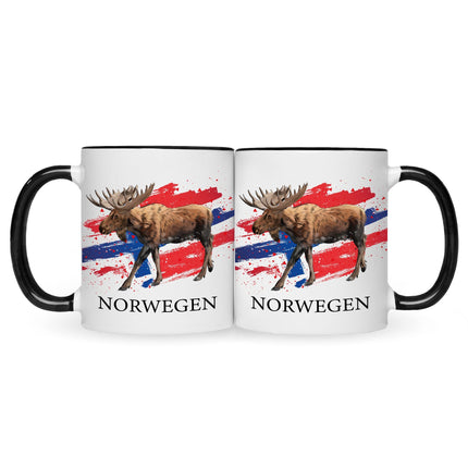 SEO. Bedruckte Tasse mit Motiv Norwegen - Schwarz & Weiß Linkreich