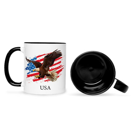 SEO. Bedruckte Tasse mit Motiv USA - Schwarz & Weiß Linkreich