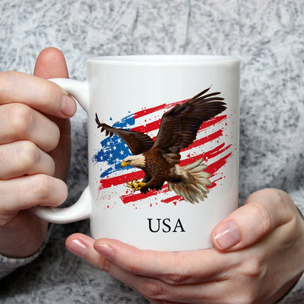 SEO. Bedruckte Tasse mit Motiv USA - Weiß Linkreich
