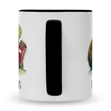 SEO. Bedruckte Tasse mit Name - Lesende Schildkröte - Schwarz & Weiß Linkreich