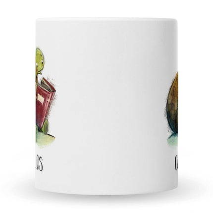 SEO. Bedruckte Tasse mit Name - Lesende Schildkröte - Weiß Linkreich
