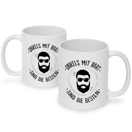 SEO. Bedruckte Tasse mit Name - Onkels mit Bart - Weiß Linkreich