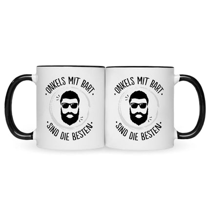 SEO. Bedruckte Tasse mit Name - Onkels mit Bart - Schwarz & Weiß Linkreich
