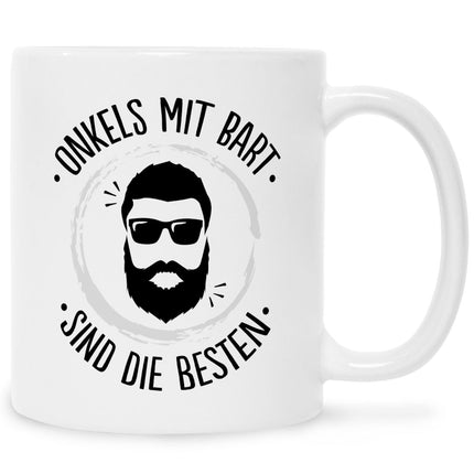 SEO. Bedruckte Tasse mit Name - Onkels mit Bart - Schwarz & Weiß Linkreich