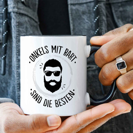 SEO. Bedruckte Tasse mit Name - Onkels mit Bart - Weiß Linkreich