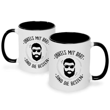 SEO. Bedruckte Tasse mit Name - Onkels mit Bart - Schwarz & Weiß Linkreich