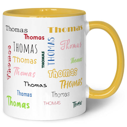 SEO. Bedruckte Tasse mit Namen in verschiedenen Schriftarten - Hellgrün Linkreich