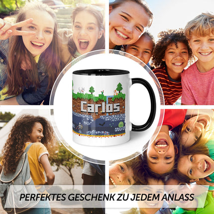 SEO. Bedruckte Tasse mit "Pixelerde" Motiv - Orange Linkreich
