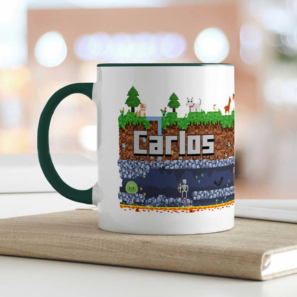 SEO. Bedruckte Tasse mit "Pixelerde" Motiv - Weiß Linkreich