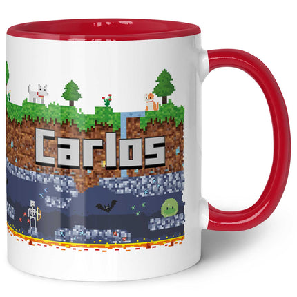 SEO. Bedruckte Tasse mit "Pixelerde" Motiv - Rot Linkreich