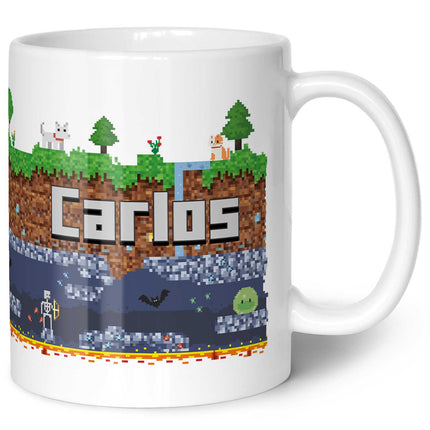 SEO. Bedruckte Tasse mit "Pixelerde" Motiv - Weiß Linkreich
