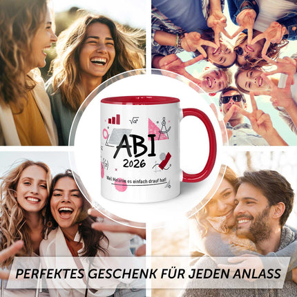 SEO. Bedruckte Tasse mit Spruch - Abi - Personalisiert mit Namen - Rot Linkreich