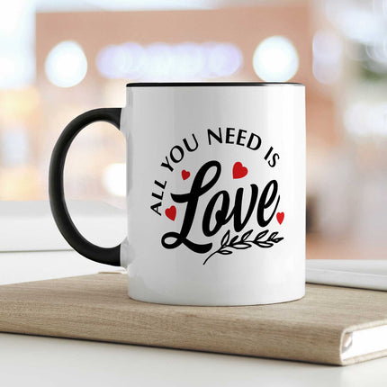SEO. Bedruckte Tasse mit Spruch - All you need is love - Weiß Linkreich