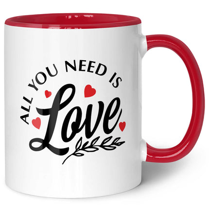 SEO. Bedruckte Tasse mit Spruch - All you need is love - Rot Linkreich