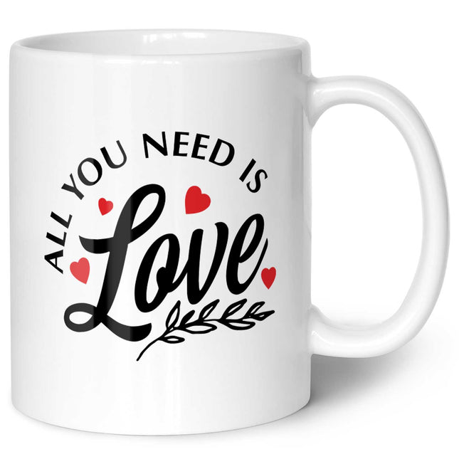 SEO. Bedruckte Tasse mit Spruch - All you need is love - Weiß Linkreich