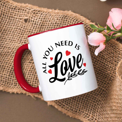 SEO. Bedruckte Tasse mit Spruch - All you need is love - Rot Linkreich