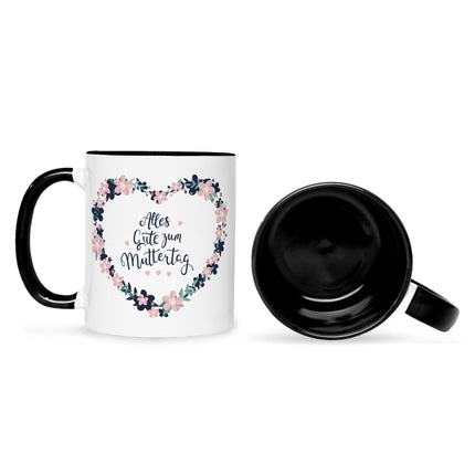 SEO. Bedruckte Tasse mit Spruch Alles gute zum Muttertag - Schwarz & Weiß Linkreich