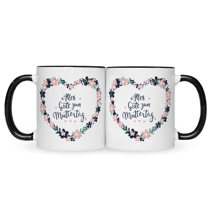 SEO. Bedruckte Tasse mit Spruch Alles gute zum Muttertag - Schwarz & Weiß Linkreich