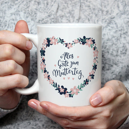 SEO. Bedruckte Tasse mit Spruch Alles gute zum Muttertag - Weiß Linkreich