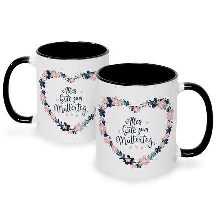 SEO. Bedruckte Tasse mit Spruch Alles gute zum Muttertag - Schwarz & Weiß Linkreich