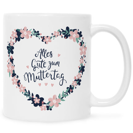 SEO. Bedruckte Tasse mit Spruch Alles gute zum Muttertag - Schwarz & Weiß Linkreich