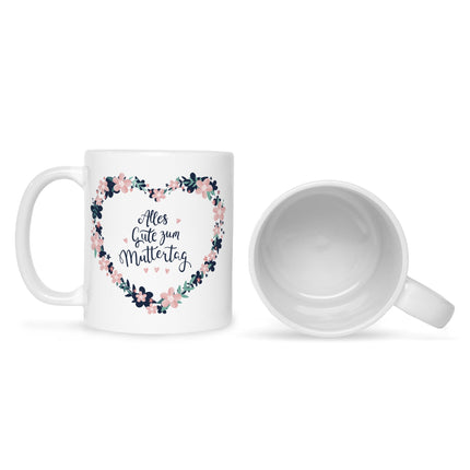 SEO. Bedruckte Tasse mit Spruch Alles gute zum Muttertag - Schwarz & Weiß Linkreich