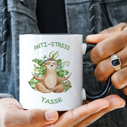 SEO. Bedruckte Tasse mit Spruch Anti - Stress Tasse - Weiß Linkreich