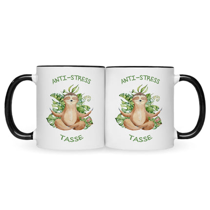 SEO. Bedruckte Tasse mit Spruch Anti - Stress Tasse - Schwarz & Weiß Linkreich
