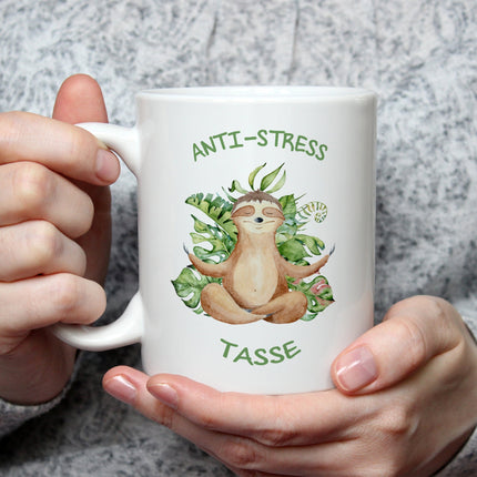 SEO. Bedruckte Tasse mit Spruch Anti - Stress Tasse - Weiß Linkreich