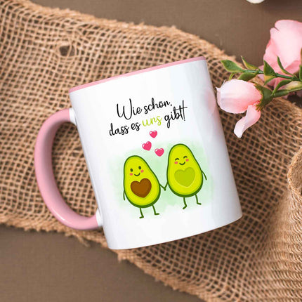 SEO. Bedruckte Tasse mit Spruch - Avocado Love - Rosa Linkreich