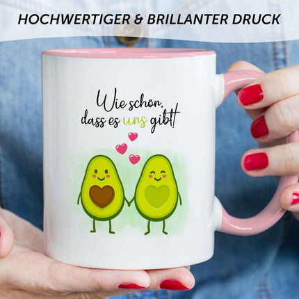SEO. Bedruckte Tasse mit Spruch - Avocado Love - Rosa Linkreich