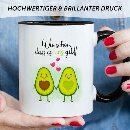 SEO. Bedruckte Tasse mit Spruch - Avocado Love - Schwarz & Weiß Linkreich