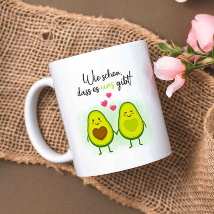 SEO. Bedruckte Tasse mit Spruch - Avocado Love - Weiß Linkreich