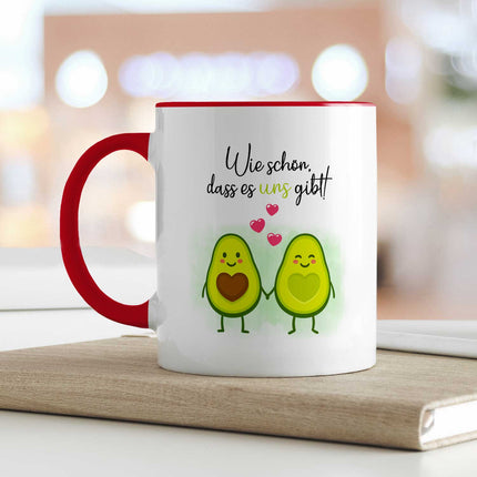 SEO. Bedruckte Tasse mit Spruch - Avocado Love - Rot Linkreich