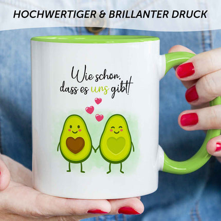 SEO. Bedruckte Tasse mit Spruch - Avocado Love - Grün Linkreich