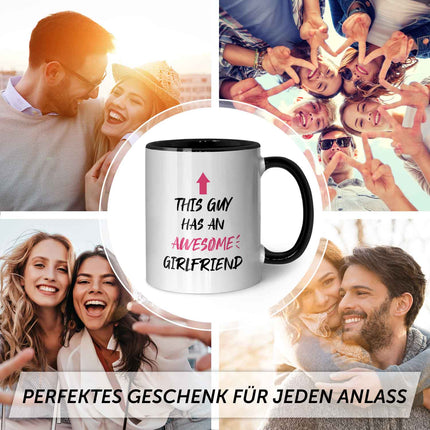 SEO. Bedruckte Tasse mit Spruch - Awesome Girlfriend - Schwarz & Weiß Linkreich