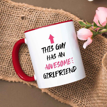 SEO. Bedruckte Tasse mit Spruch - Awesome Girlfriend - Rot Linkreich