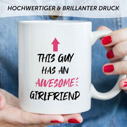 SEO. Bedruckte Tasse mit Spruch - Awesome Girlfriend - Weiß Linkreich