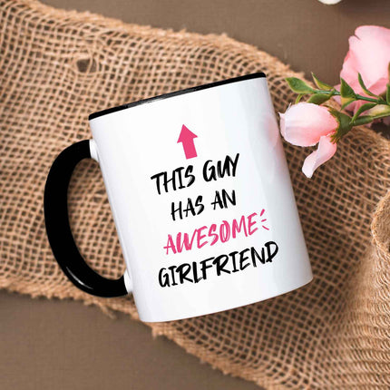SEO. Bedruckte Tasse mit Spruch - Awesome Girlfriend - Schwarz & Weiß Linkreich