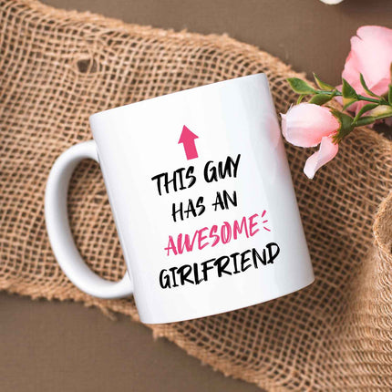 SEO. Bedruckte Tasse mit Spruch - Awesome Girlfriend - Weiß Linkreich