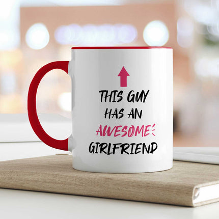SEO. Bedruckte Tasse mit Spruch - Awesome Girlfriend - Rot Linkreich
