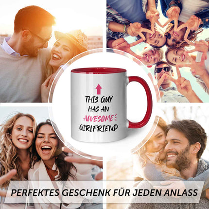 SEO. Bedruckte Tasse mit Spruch - Awesome Girlfriend - Rot Linkreich