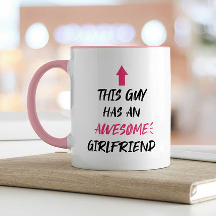 SEO. Bedruckte Tasse mit Spruch - Awesome Girlfriend - Rosa Linkreich