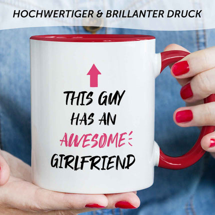 SEO. Bedruckte Tasse mit Spruch - Awesome Girlfriend - Rot Linkreich