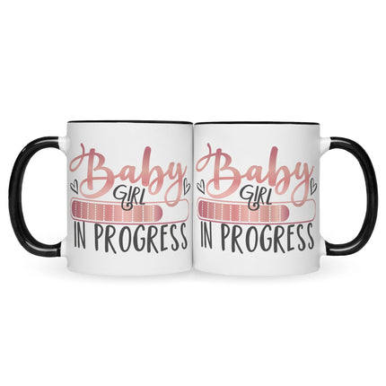 SEO. Bedruckte Tasse mit Spruch Baby in Progress - Boy Schwarz & Weiß Linkreich