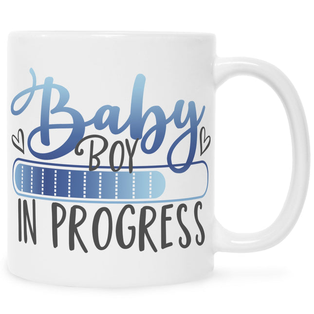 SEO. Bedruckte Tasse mit Spruch Baby in Progress - Boy Weiß Linkreich